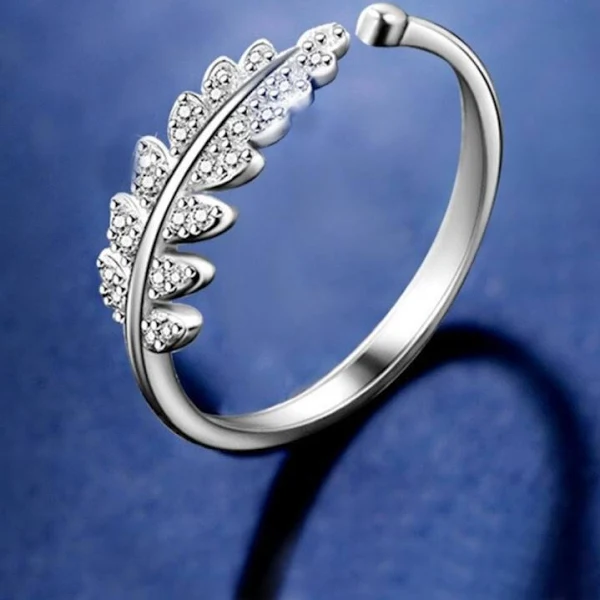 Yellow Chimes Women's Adjustable Silver Leafy Finger Ring